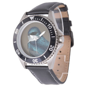 Montre Beau oiseau chevalier en hirondelle d'arbre sur fi