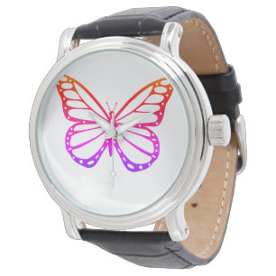 Montre Beau Papillon orange violet