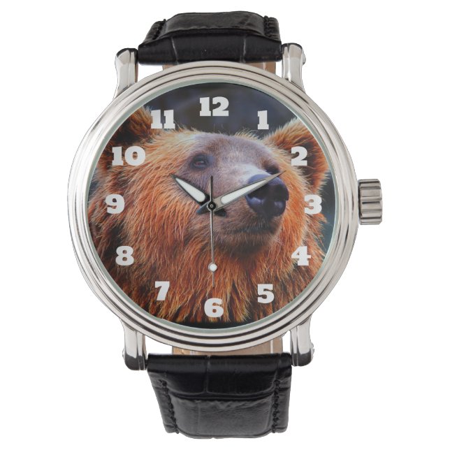 Montre Beau Portrait d'ours Brown Faune Photo (devant)
