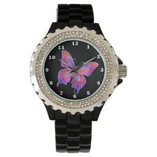 Montre Beau rhinocéros de papillon en verre aux Faux