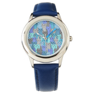 Montre Beaucoup de Blue Cats Design Wrist Watch