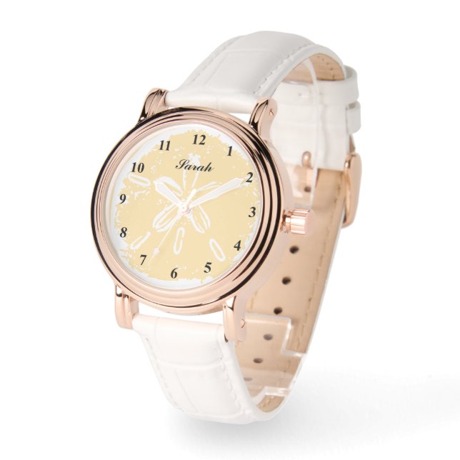Montre Beautiful white sand dollar shell custom women's (Angle)