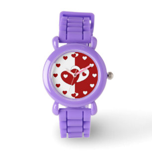 Montre Beaux Coeurs d'amour rouges et blancs Enfants