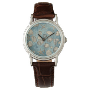 Montre Beaux Coquillages Vintages En Bleu