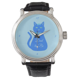 Montre Bébé Bleu mignon chat Personnalisé Papa à être