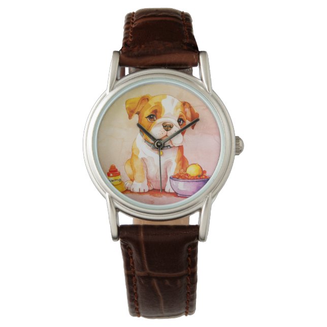 Montre Bébé Bulldogue vintage assis et pensif (devant)