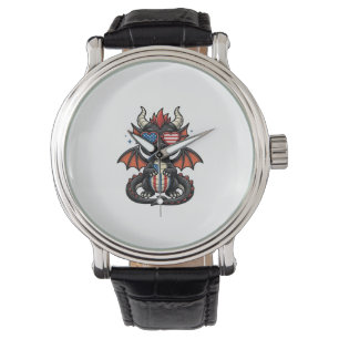Montre Bébé dragon patriotique vintage vecteur conception