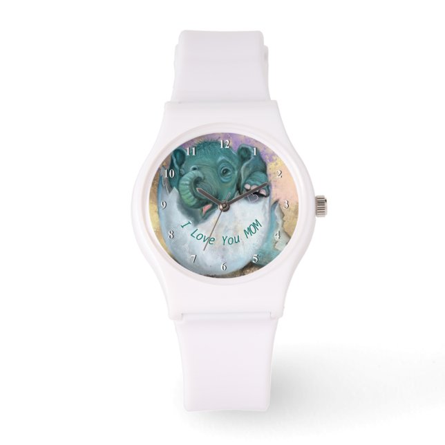 Montre Bébé L'éclosion d'éléphant de l'oeuf - Je t'aime m (Recto)
