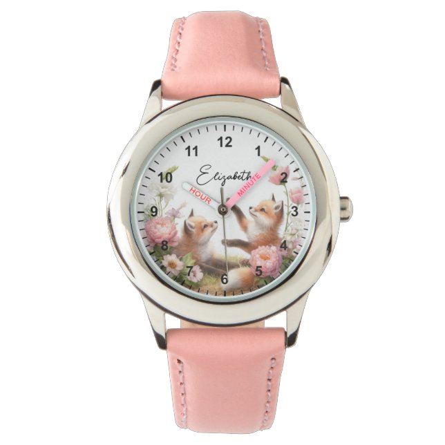 Montre Bébé mignon Renards Fille Anniversaire (devant)