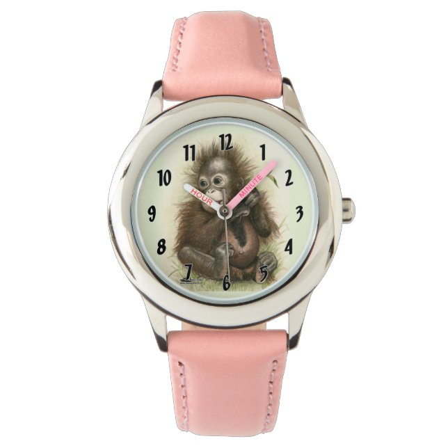 Montre Bébé orang-outan avec des feuilles (devant)