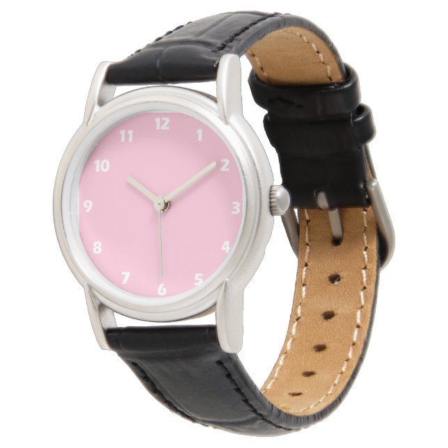 Montre Bébé rose couleur solide (Incliné)