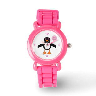 Montre Bébé rose mignonne fille Penguin Parties scintilla