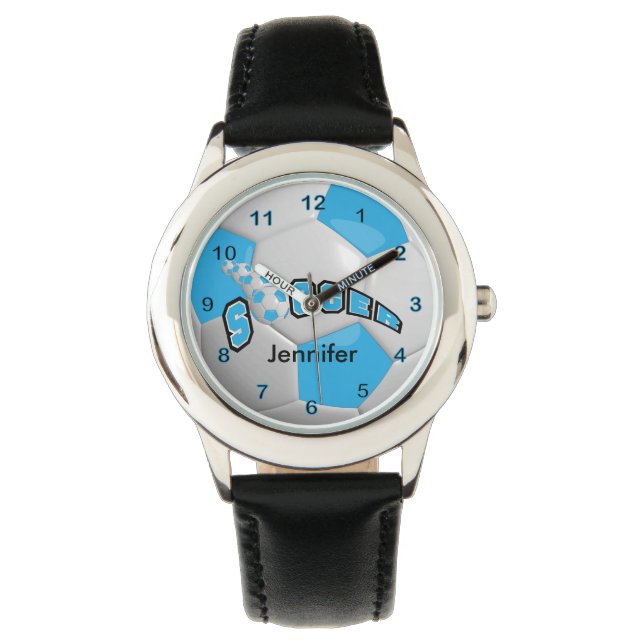 Montre Bébé sportif Bleu balle de football (devant)