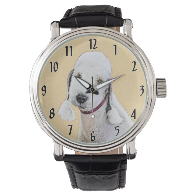 Montre Bedlington Terrier Peinture - Art Chien original (devant)