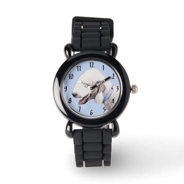 Montre Bedlington Terrier Peinture - Art Chien original (Recto)