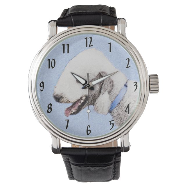 Montre Bedlington Terrier Peinture - Art Chien original (devant)