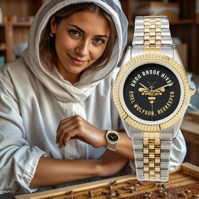 Montre Beekeeper Apiary Watch avec Gold Stylisé Honeybee (Créateur téléchargé)