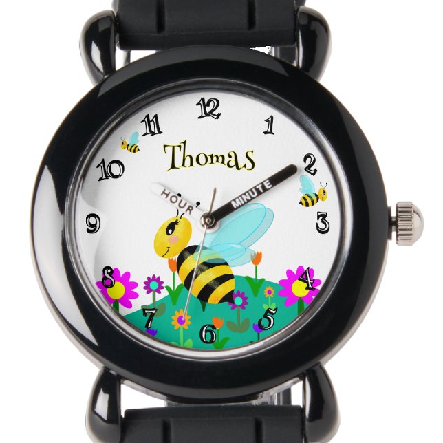 Montre Bees in the Flowers Funny Font Personnalisé (Créateur téléchargé)