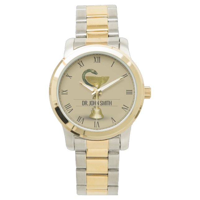 Montre Beige Snake Bowl Hygieia Médicale Gold Nom (devant)