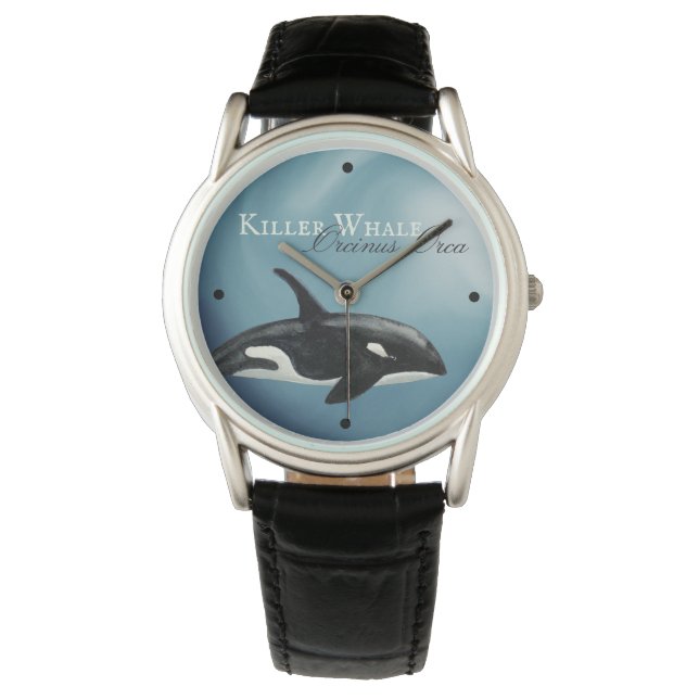 Montre Belle Aquarelle Tueuse Baleine, Orcinus Orca (devant)