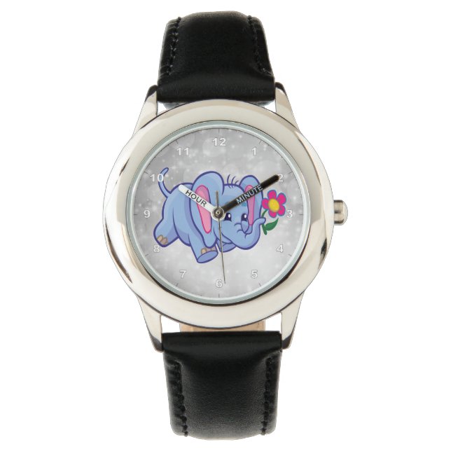 Montre Belle bande dessinée d'éléphant (devant)