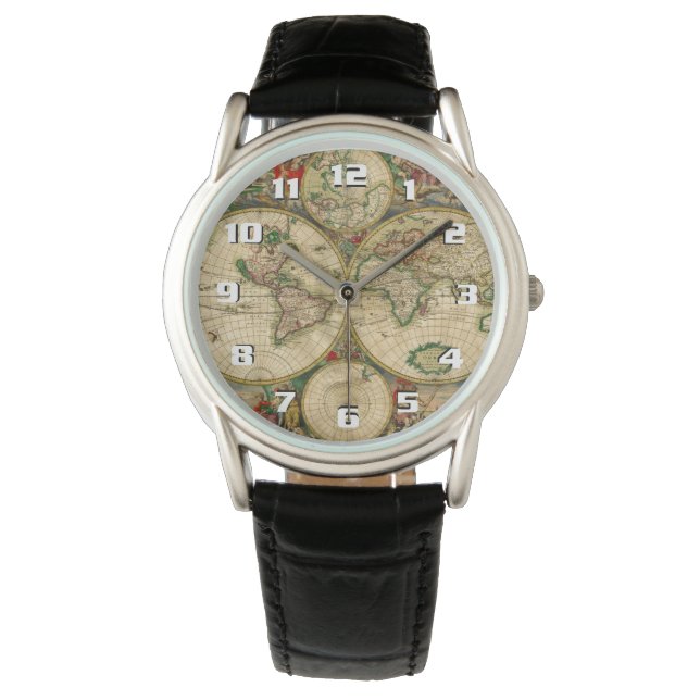Montre Belle carte ancienne du monde (devant)