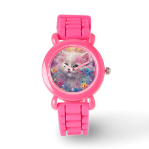 Montre Belle Chat Blanc Fluffy