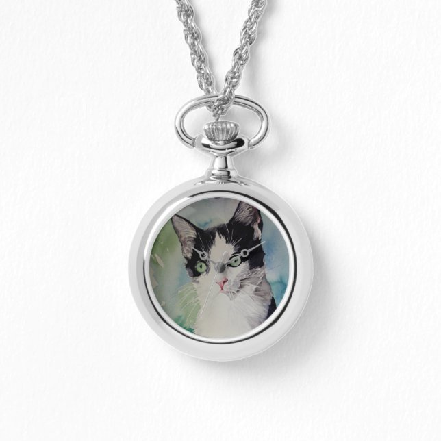 Montre Belle Chat noir et blanc (Recto)