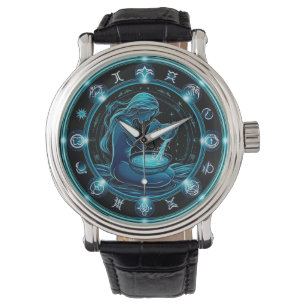 Montre Belle illustration numérique du signe du Verseau