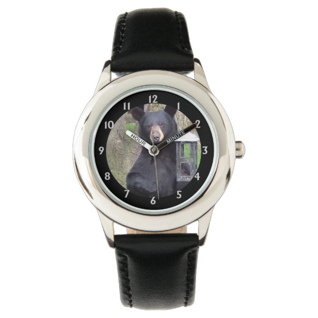 Montre Belle Ours Noir Profitant Snack (devant)