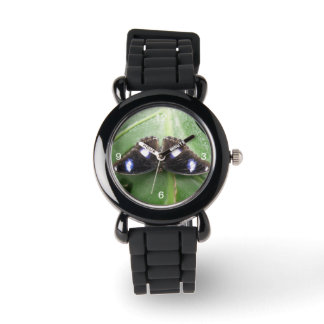 Montre Belle Parties scintillant à papillon bleu tacheté