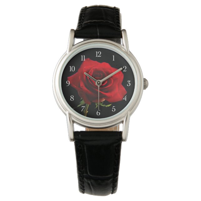 Montre Belle Rose rouge élégante (devant)