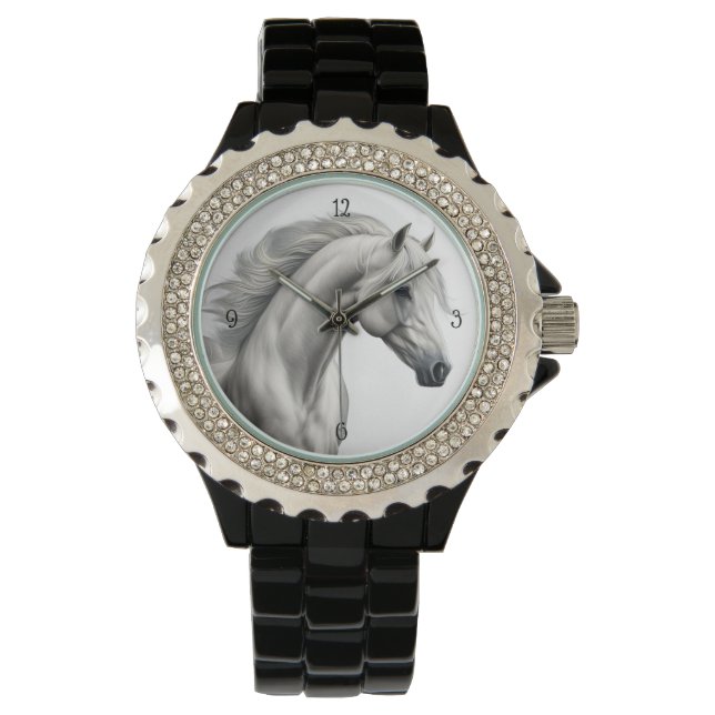 Montre Belle tête de cheval blanc (devant)