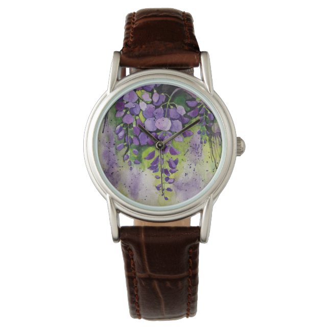 Montre Belles Fleurs De Wisteria En Aquarelle (devant)