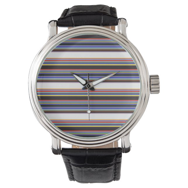 Montre Belles rayures bleues noires (devant)