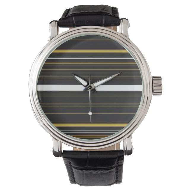 Montre Belles rayures jaunes noirs (devant)