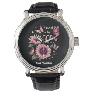 Montre Béni Par Dieu Aimé Par Jésus Foi Tournesol Rose