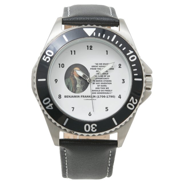 Montre Benjamin Franklin Great Advantages Invention Citat (devant)