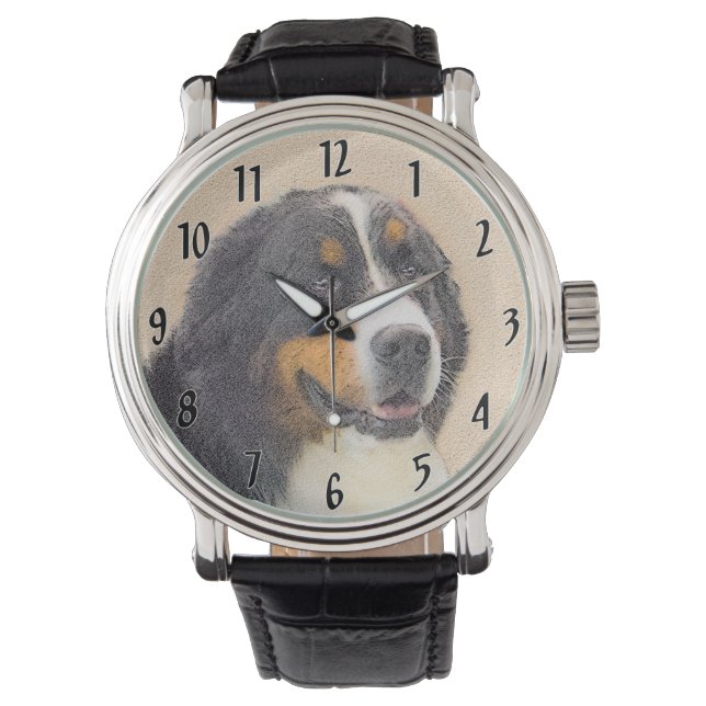 Montre Bernese Mountain Dog 2 Peinture - Art original Chi (devant)