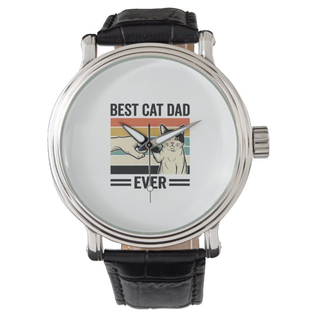 Montre Best Cat Dad Ever Retro Cat Fist Bump Shirt_1 (devant)