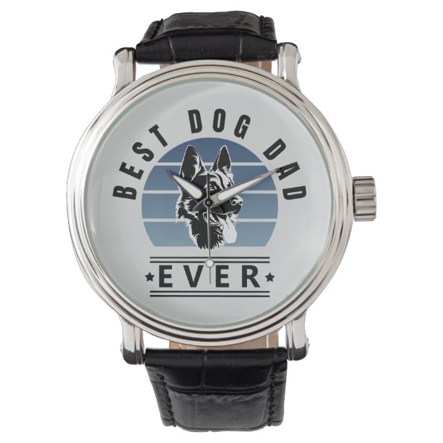 Montre Best Dog Dad Ever Retro Sunset (devant)