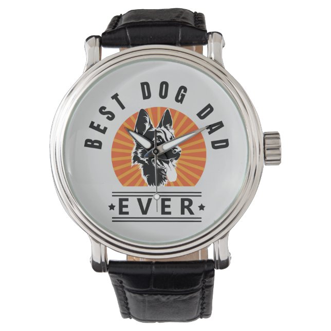Montre Best Dog Dad Ever Vintage Sunburst Watch (devant)