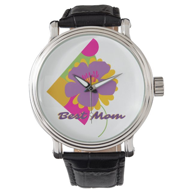 Montre Best Mom Colourful Trendy Design (devant)