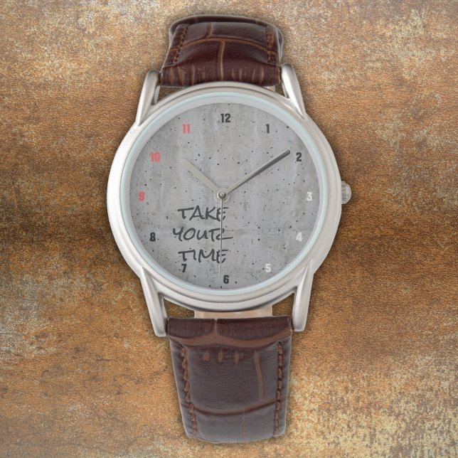 Montre Béton moderne, Noir, Blanc, Rouge (Créateur téléchargé)