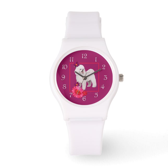 Montre Bichon Frise Floral Amusant (Recto)