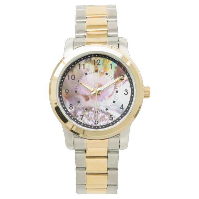 Montre bicolore Pastel Abalone Rose (devant)