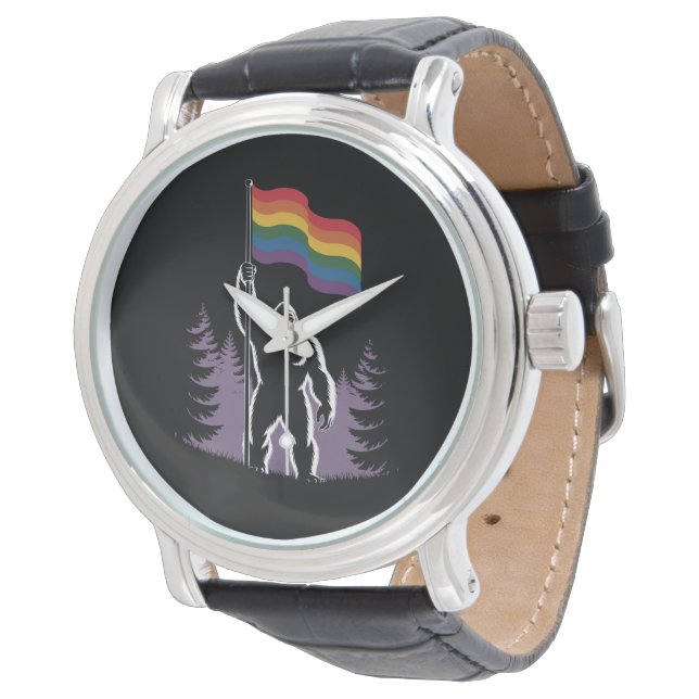 Montre Bigfoot Rock Sur LGBTQ Nouveau drapeau de la fiert (Incliné)