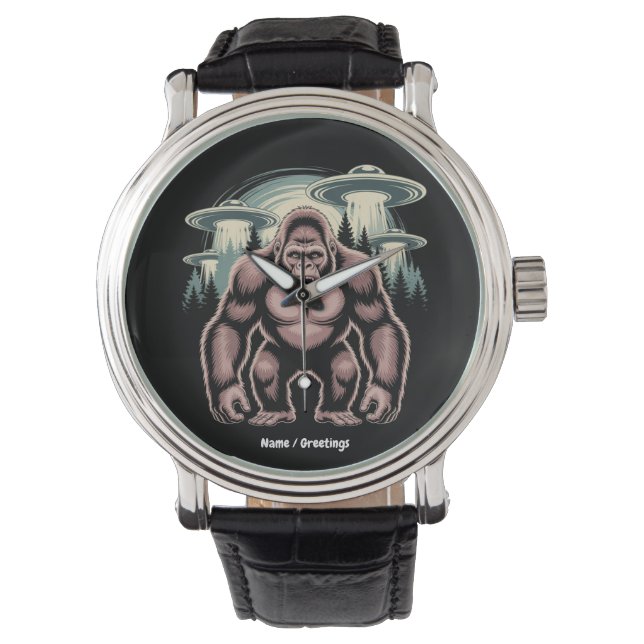 Montre Bigfoot Sasquatch Alien UFO Drôle Graphisme (devant)