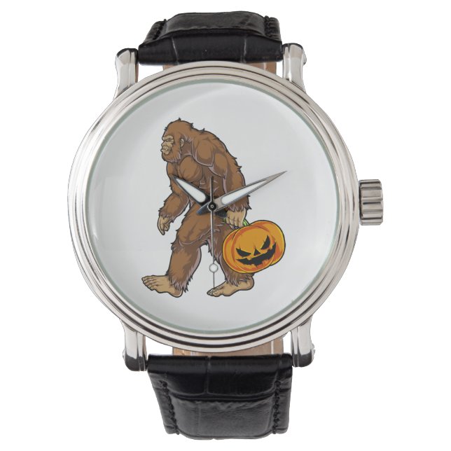 Montre Bigfoot Sasquatch portant un T-shirt Citrouille ef (devant)