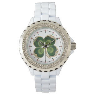 Montre Bijou Shamrock Gold Saint Patrick avec perles